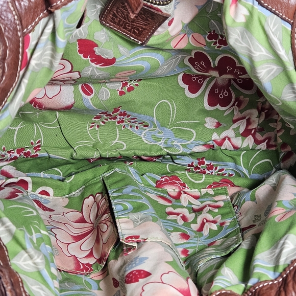 Vintage Lucky Brand Brown Distressed Pebbled Leather Drawstring Shoulder Bag - Picture 6 of 9